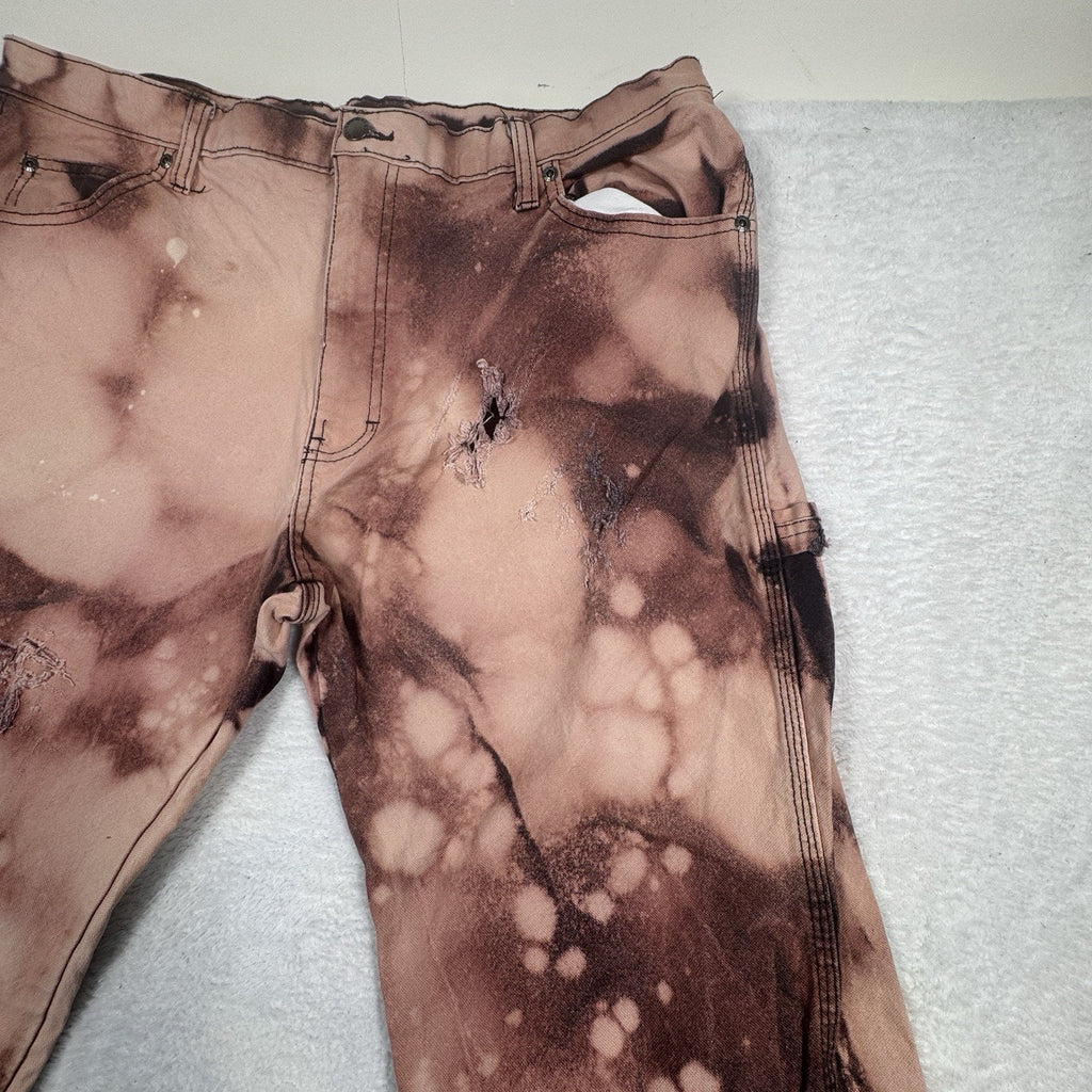 Dickies Carpenter Pants Men 36x30 Custom Bleach Distressed Grunge Workwear Pink