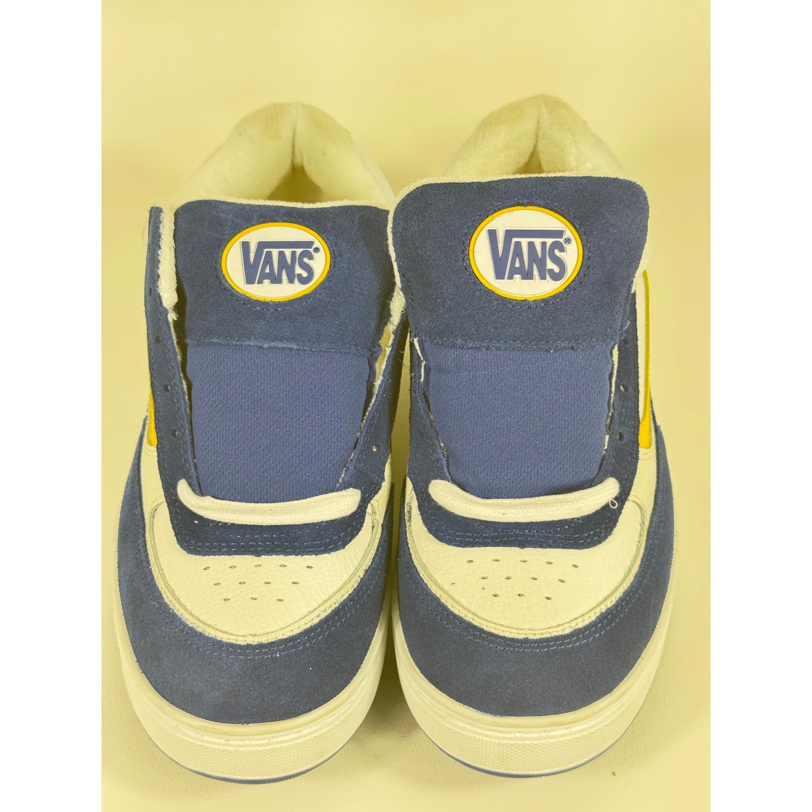 Vans Lowland ComfyCush Blue Yellow White Mens 9.5 Skate Shoes New EU 42.5