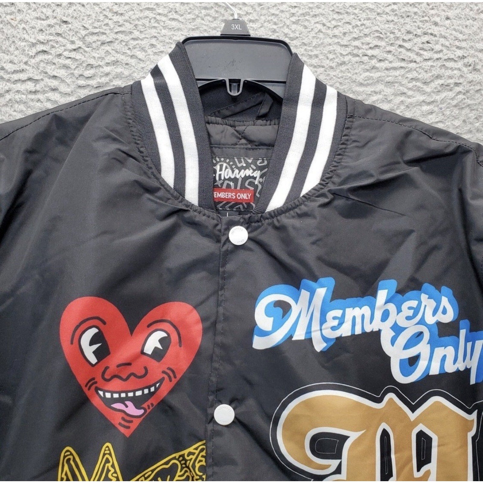Rare Members Only x Keith Haring Bomber Jacket XL Black Tokyo Pop Andy Mouse NWT