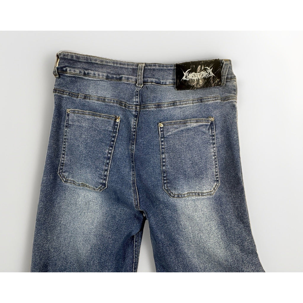 Rare Ghost Supply x Chaotix Studios 1 of 1 Reworked Alien Face Denim Jeans 32x27
