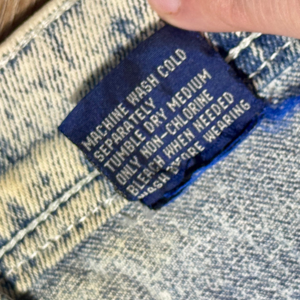 Vtg 80s/90s L.A. Blues Acid Wash Lace Up Jeans Womens 16 Velvet Trim High Rise