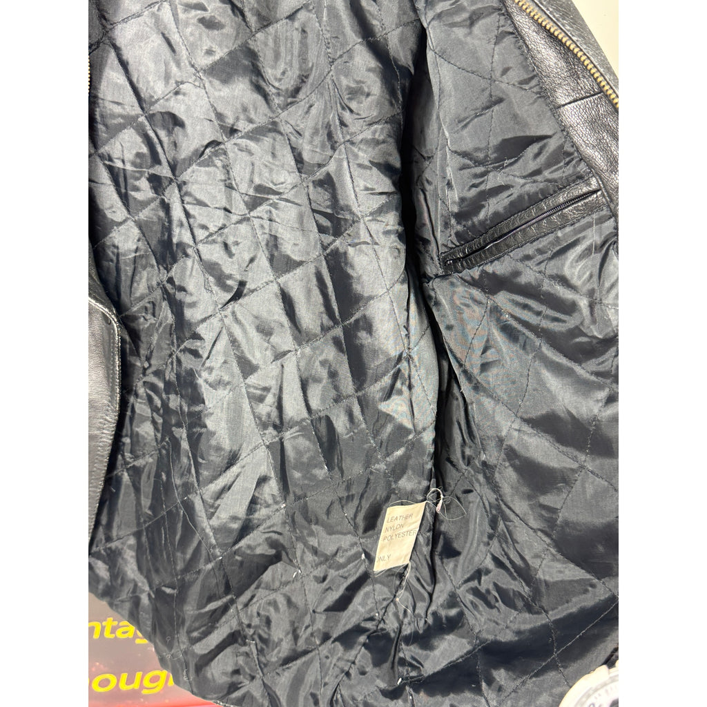 Men's Vintage Wilda Genuine Leather Black Motorcycle Jacket Made in USA Large