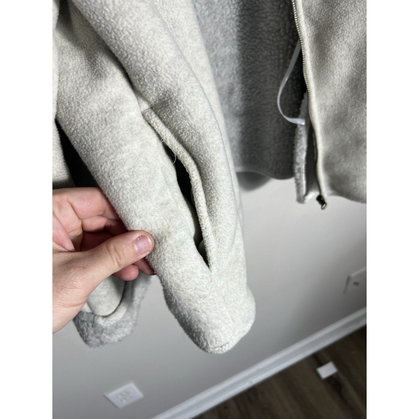 Vintage Fuda Studio Jacket Women’s L Gray Sherpa Fleece Zip-Up Soft Cozy Retro