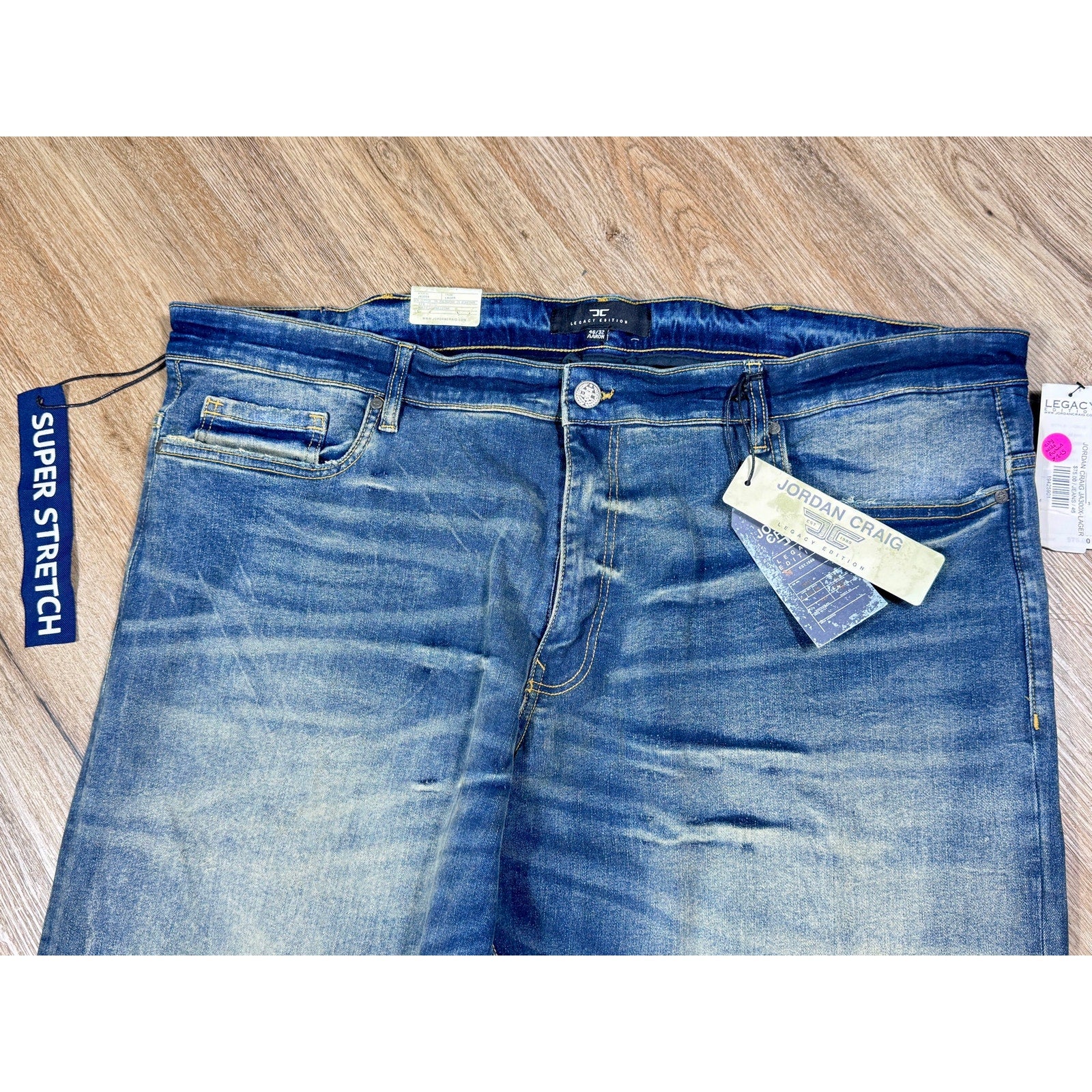 Jordan Craig Legacy Edition Aaron Jeans Men 46x32 Blue Stretch Slim Taper Denim