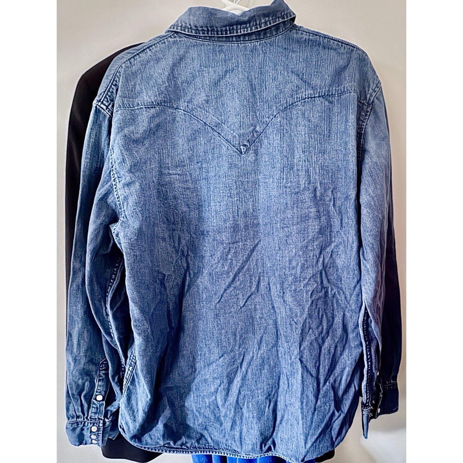 Levi's Red Tab Denim Western Pearl Snap Shirt Men's XXL Blue Long Sleeve Cowboy