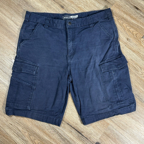 Carhartt Rugged Flex Cargo Work Shorts Men's 34 x 9.5 Navy Relaxed Fit Canvas