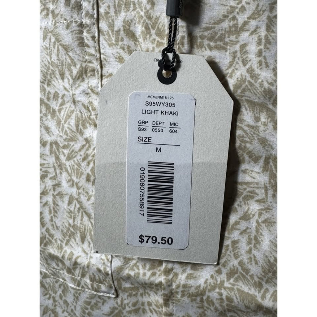 Crosby & Howard Men’s Shirt M Light Khaki Palm Print Button Down NWT $79