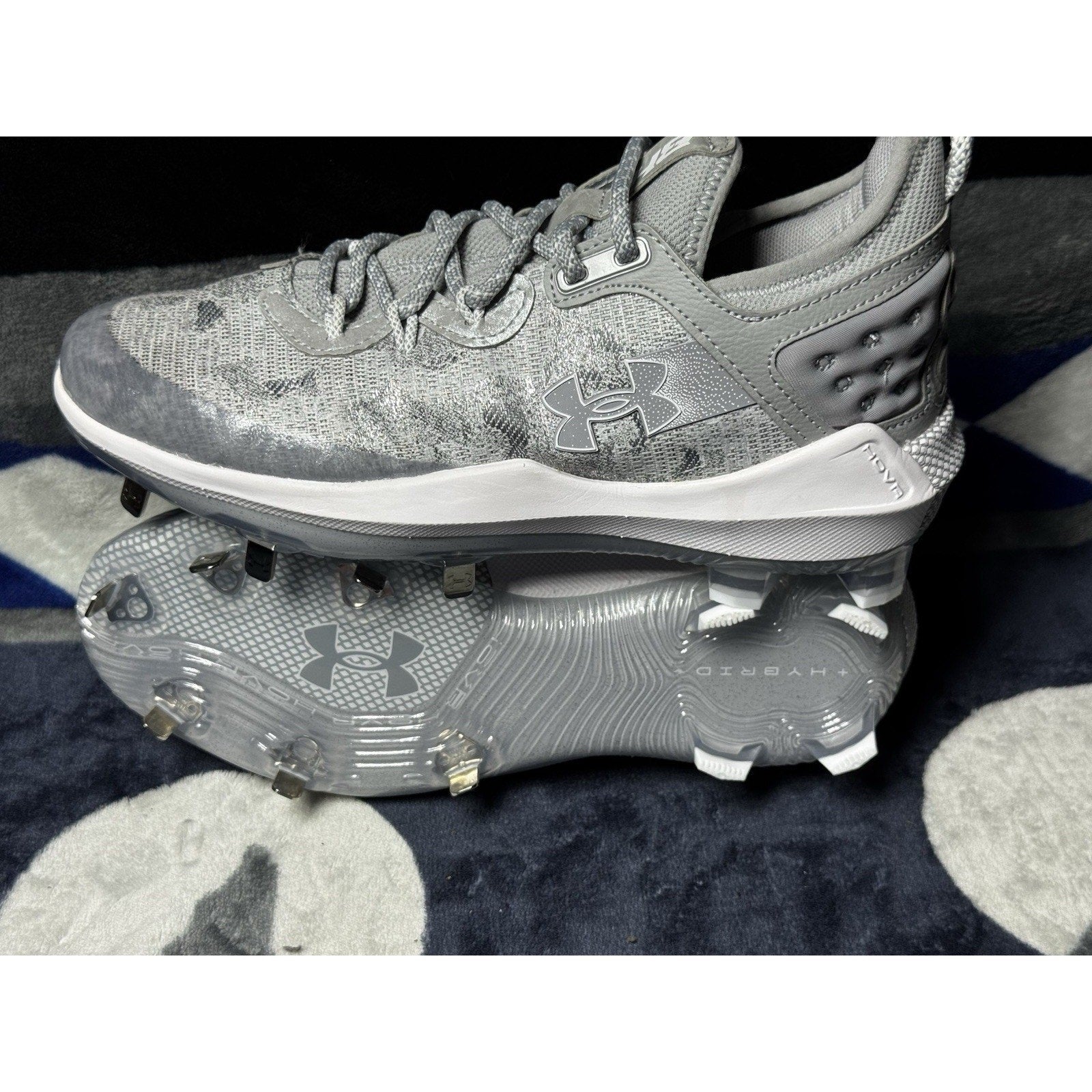 Under Armour Harper 8 Elite Mens 7.5 Halo Grey Metal Baseball Cleats 3026588-102