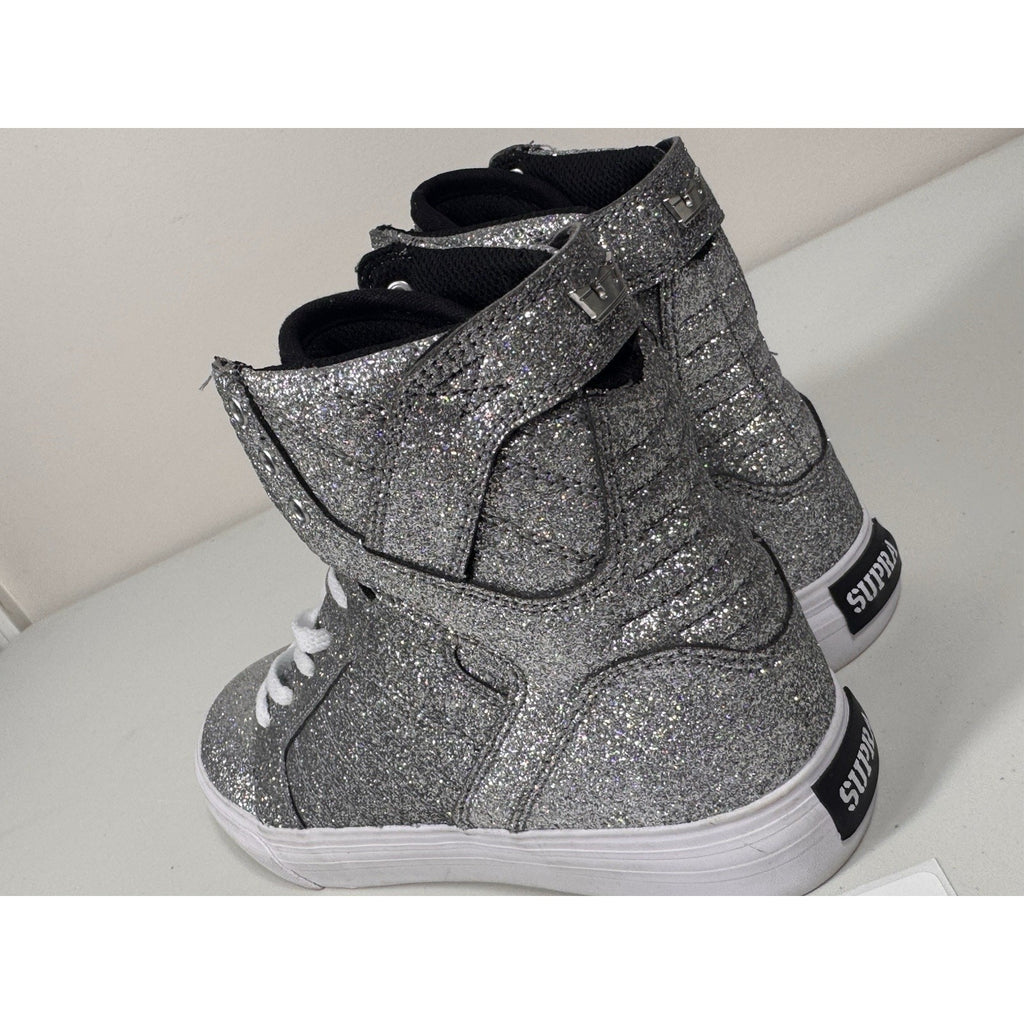 Vtg Rare Y2K Supra Skytop High Top Silver Glitter Sneakers Youth/Men’s US 5 W6.5