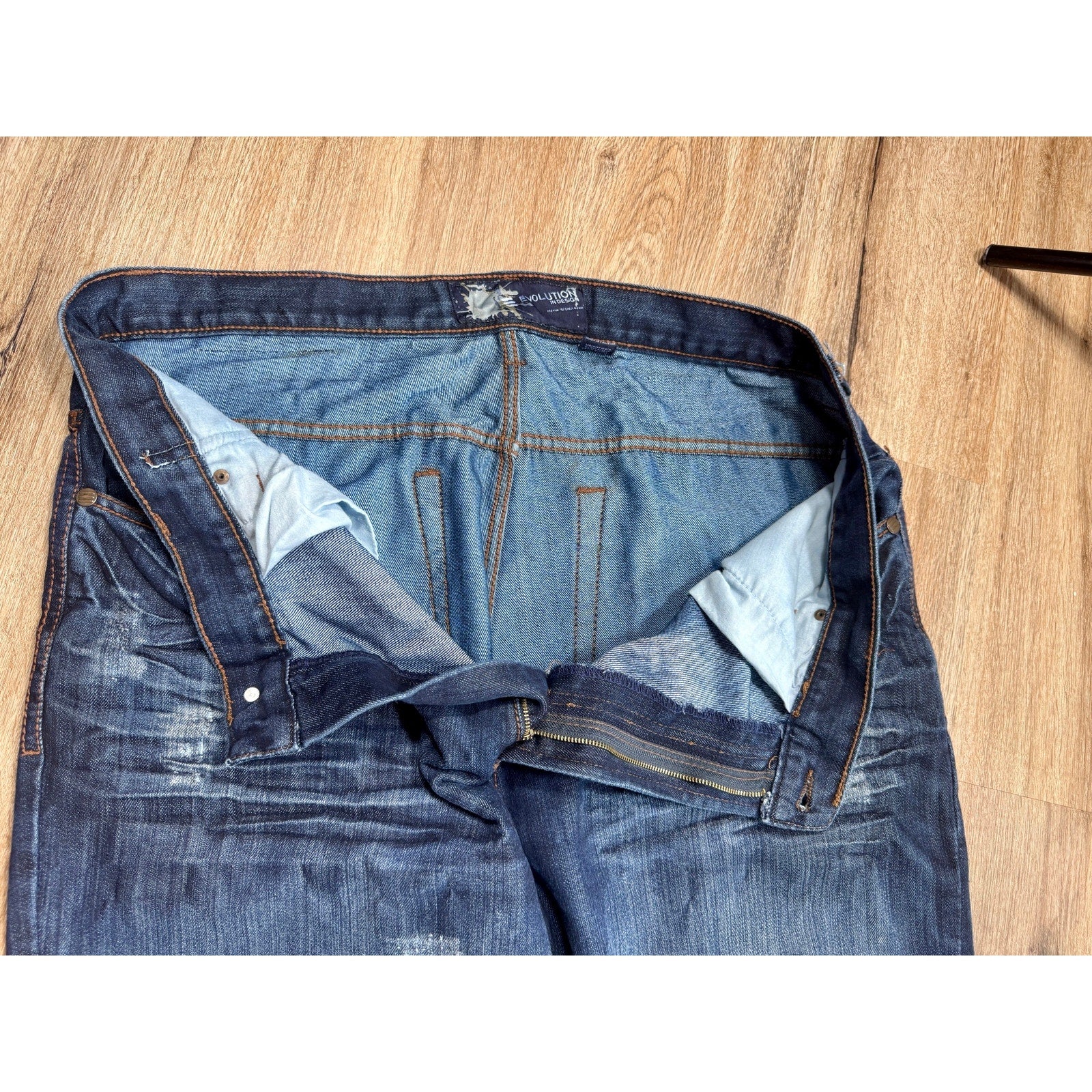 Evolution In Design Y2K Baggy Jeans Men’s 40x32 Distressed Studded Denim