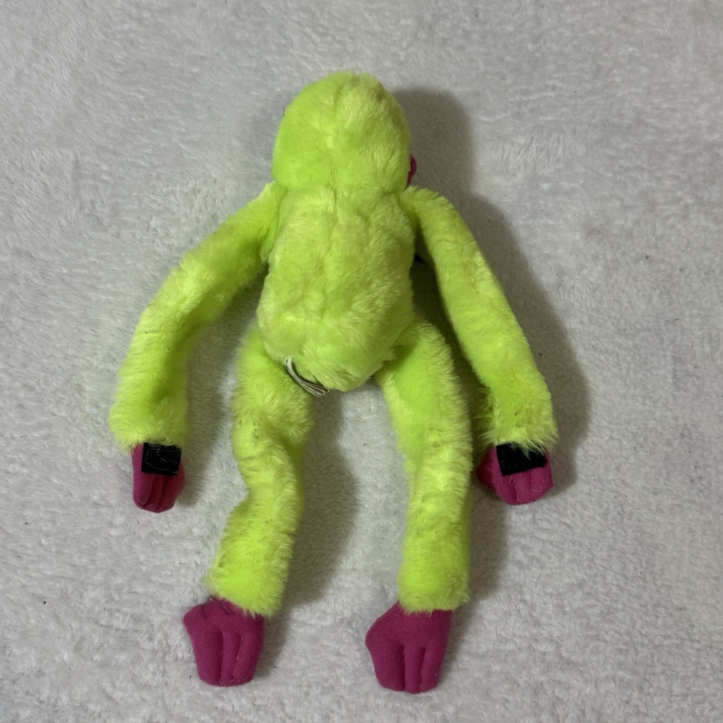 Vtg Great American Toy Co Neon Green Hanging Monkey Plush 16” Pink Carnival