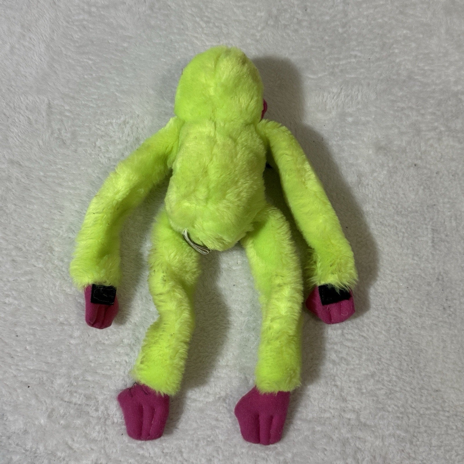 Vtg Great American Toy Co Neon Green Hanging Monkey Plush 16” Pink Carnival