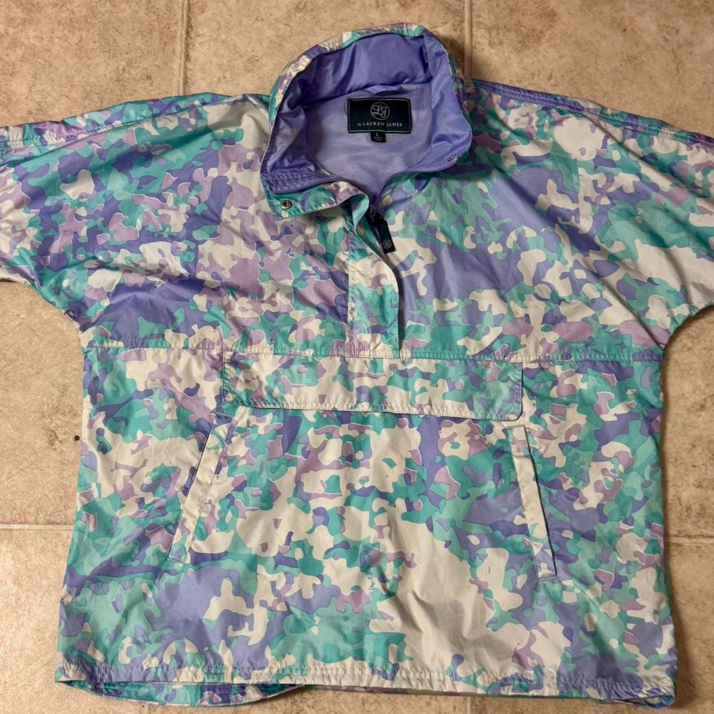 Lauren James Pastel Camo Pullover Windbreaker Jacket Women’s L Anorak