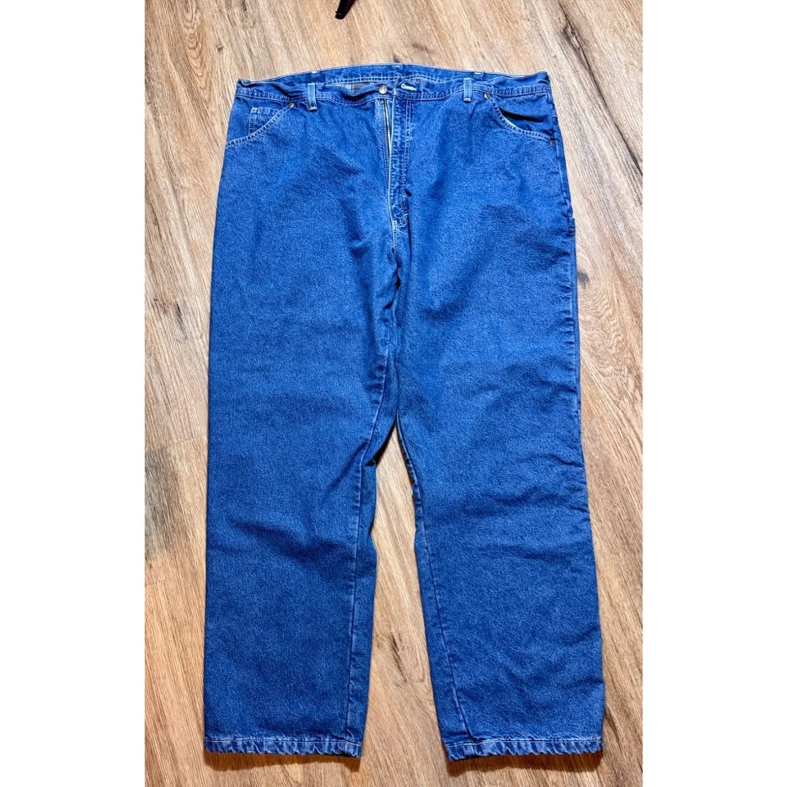 Polar King by Key flannel‑lined carpenter jeans, size 46x32, relaxed fit workwear style.