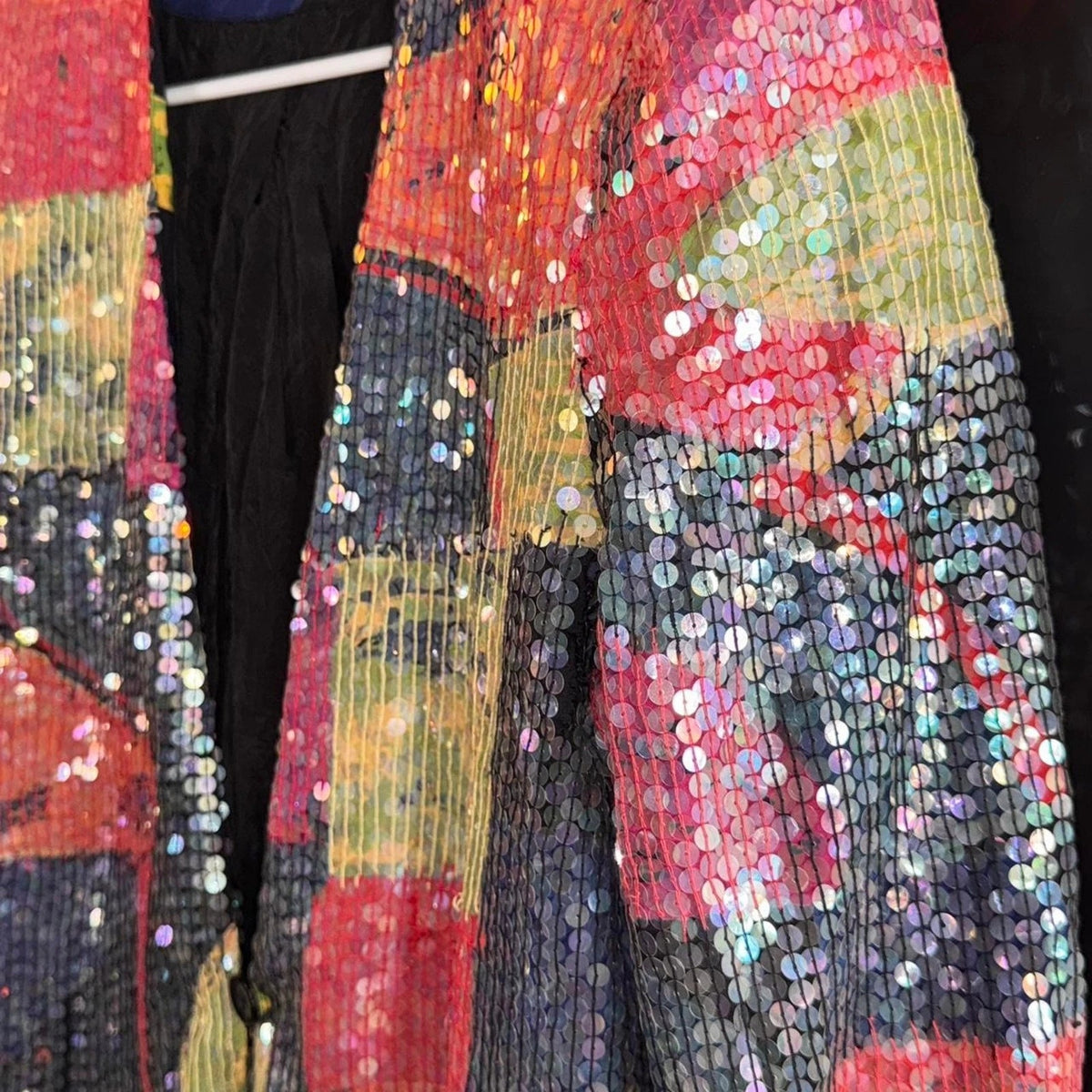Vintage Sandy Starkman Sequin Patchwork Jacket Abstract Artwear Blazer L