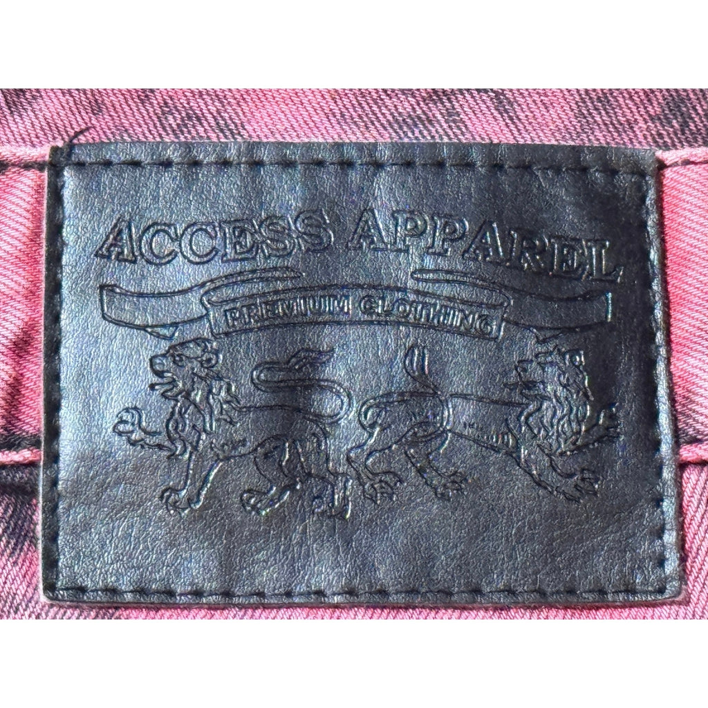 Access Apparel Pink Black Acid Wash Distressed Jeans 48x33 Y2K Streetwear Skater