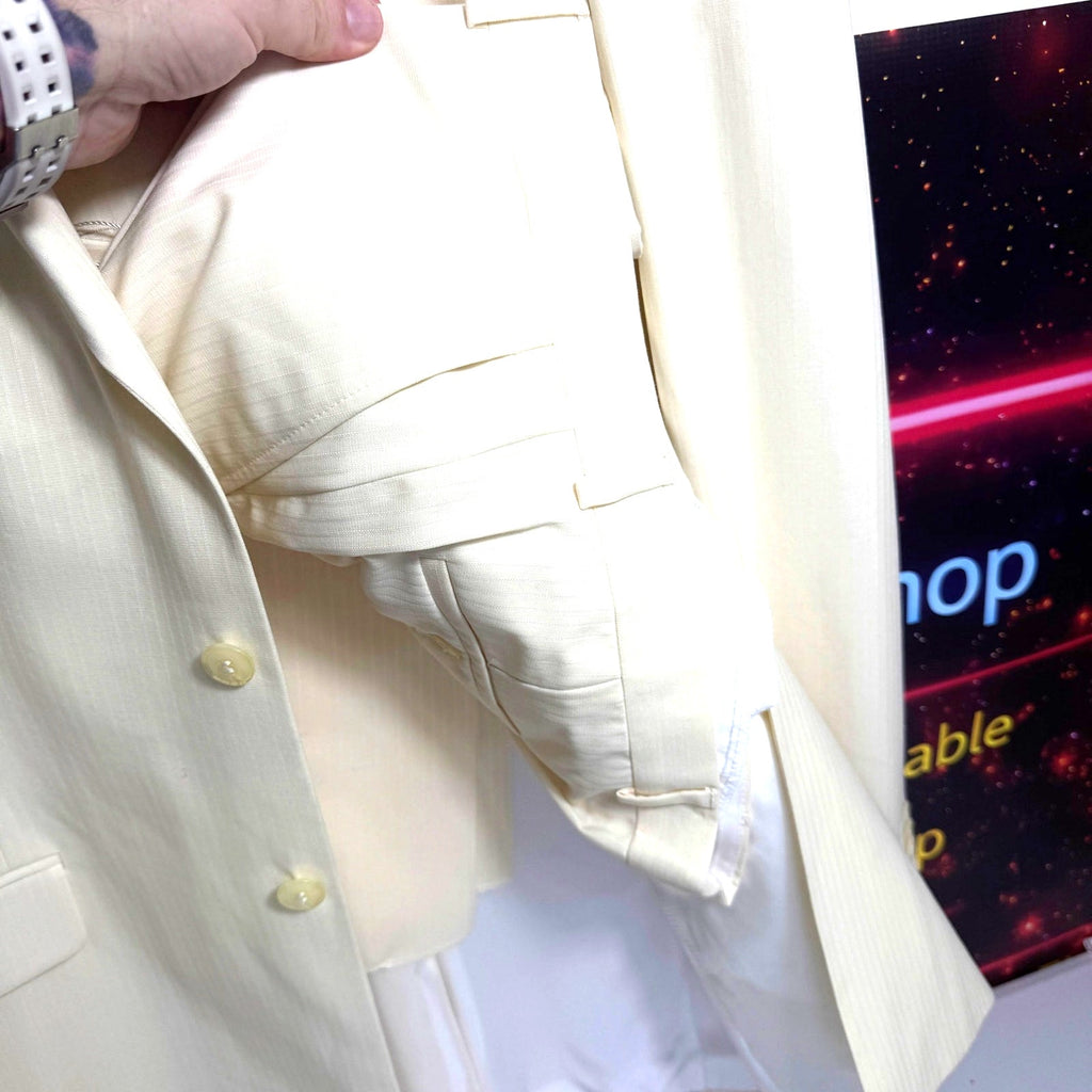 NWT Courrèges Homme Ivory Virgin Wool 2 Piece Suit EU 47 French Designer