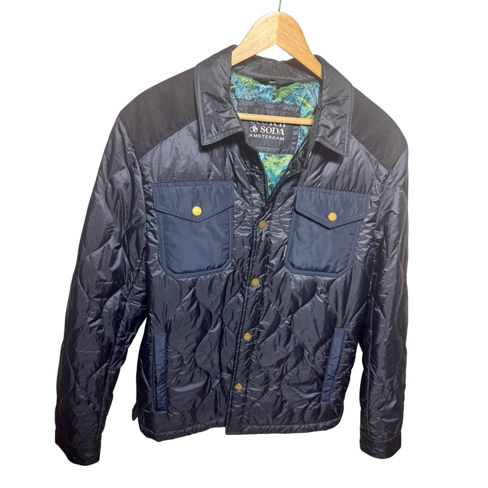 Scotch & Soda Amsterdam Quilted Jacket 3M Thinsulate Snap Shirt Coat Men S