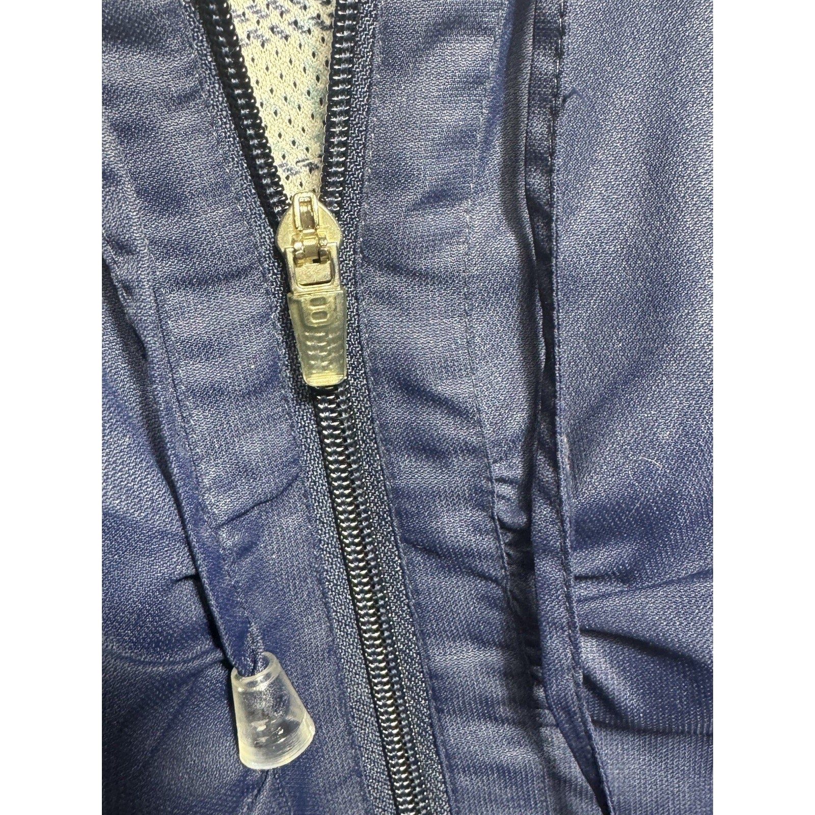 Vtg Wilson Lightweight Windbreaker Jacket Navy Blue Plaid Lined Full Zip Size L