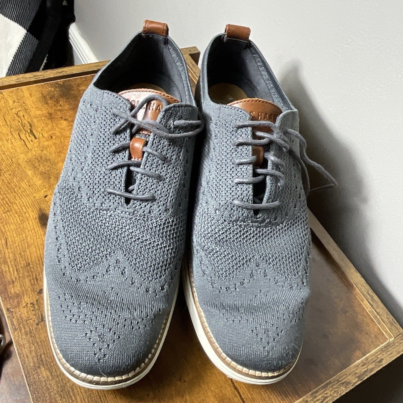 Cole Haan Original Grand Stitch Lite Men's Oxford Shoes, Magnet/Ivory, 10 M