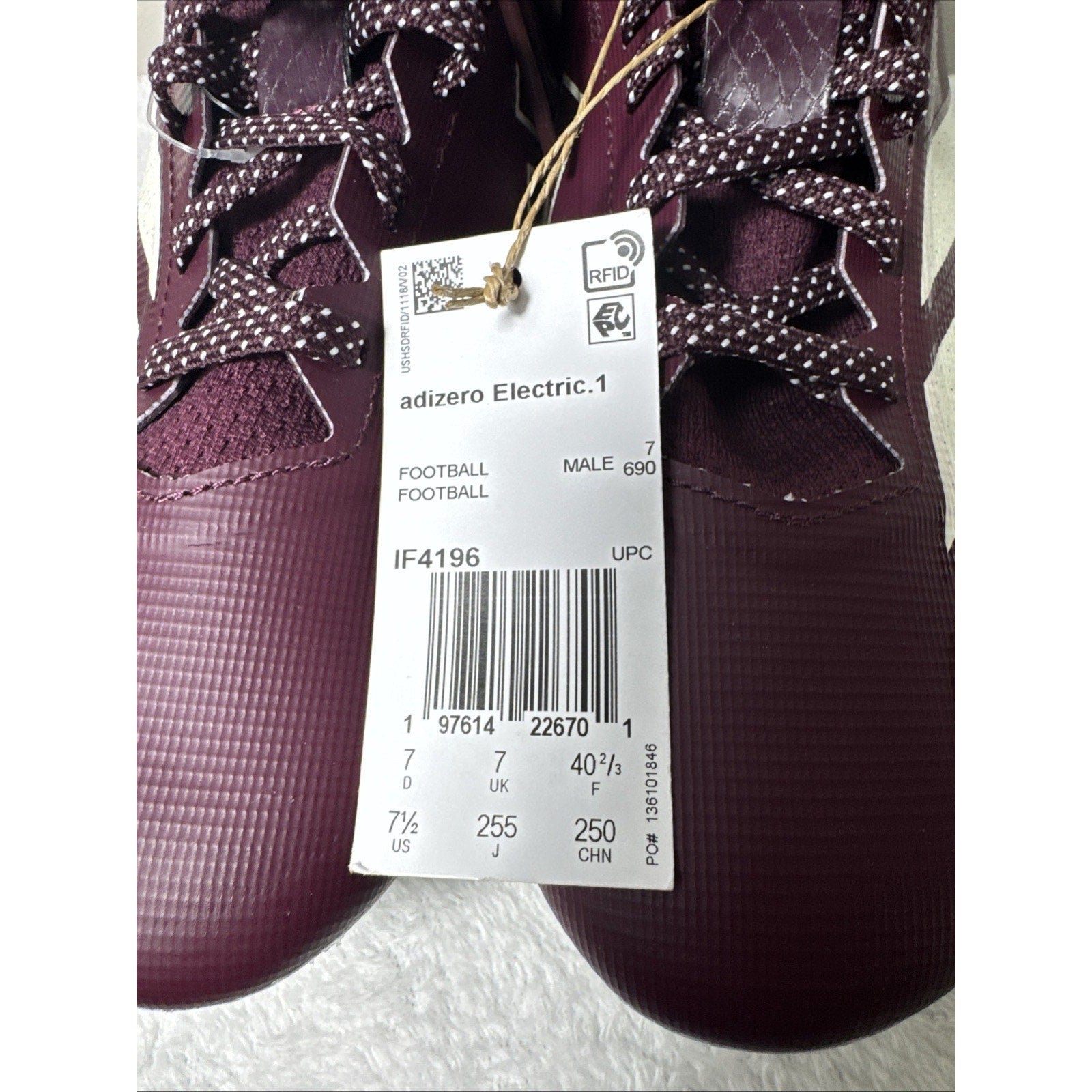 Adidas Adizero Electric.1 Football Cleats Men’s Sz 7.5 Maroon White NFL New