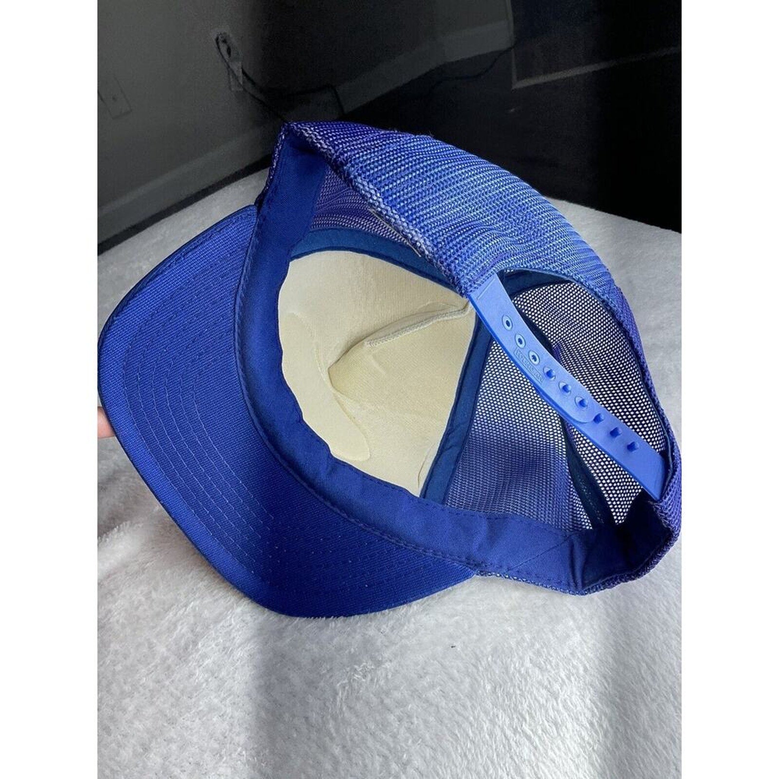 Vintage‎ AVEMCO For Aviation People Blue Mesh Back Adjustable Trucker Hat Sz M-L