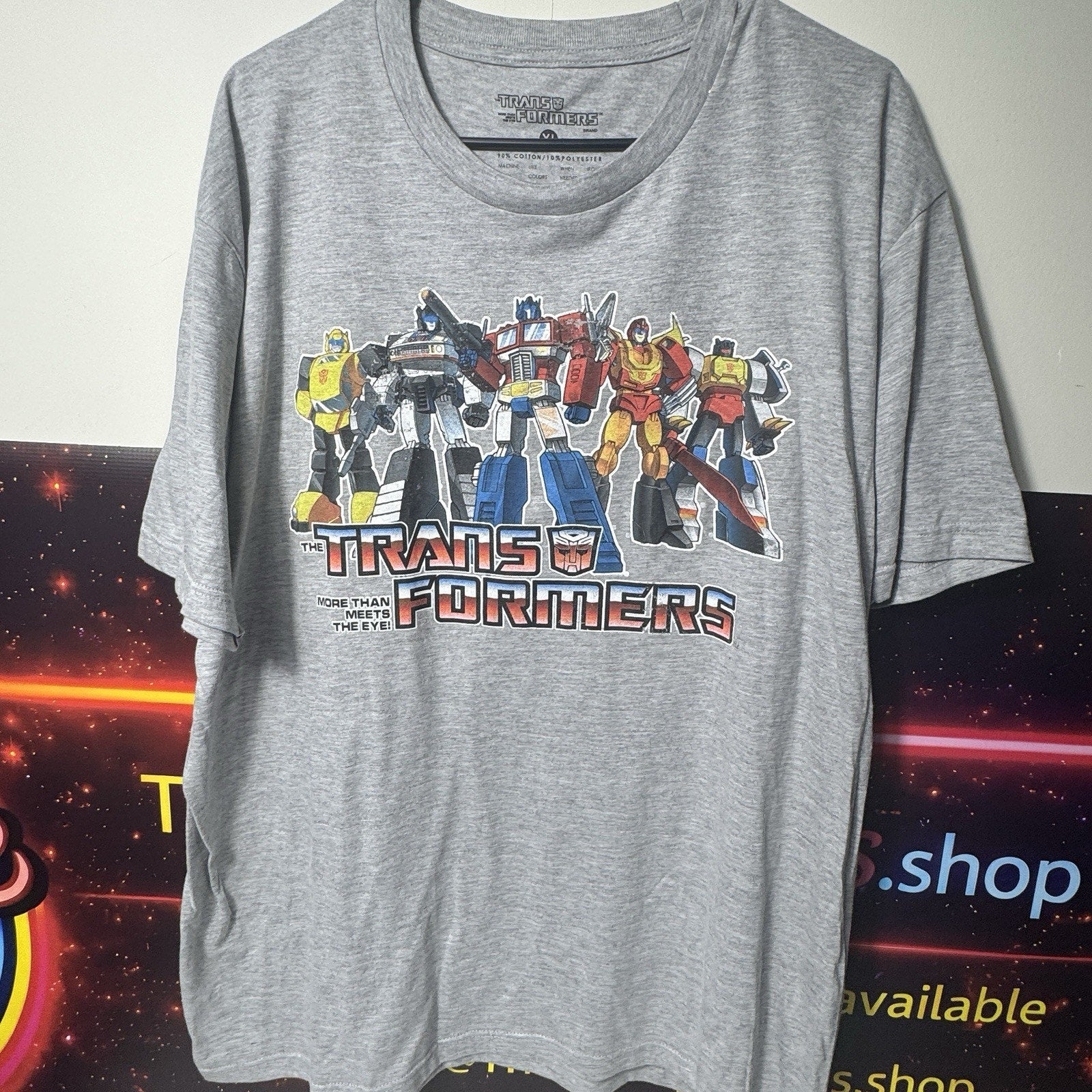 2009 Transformers G1 Optimus Prime Bumblebee Graphic T-Shirt XL Hasbro Gray Y2K