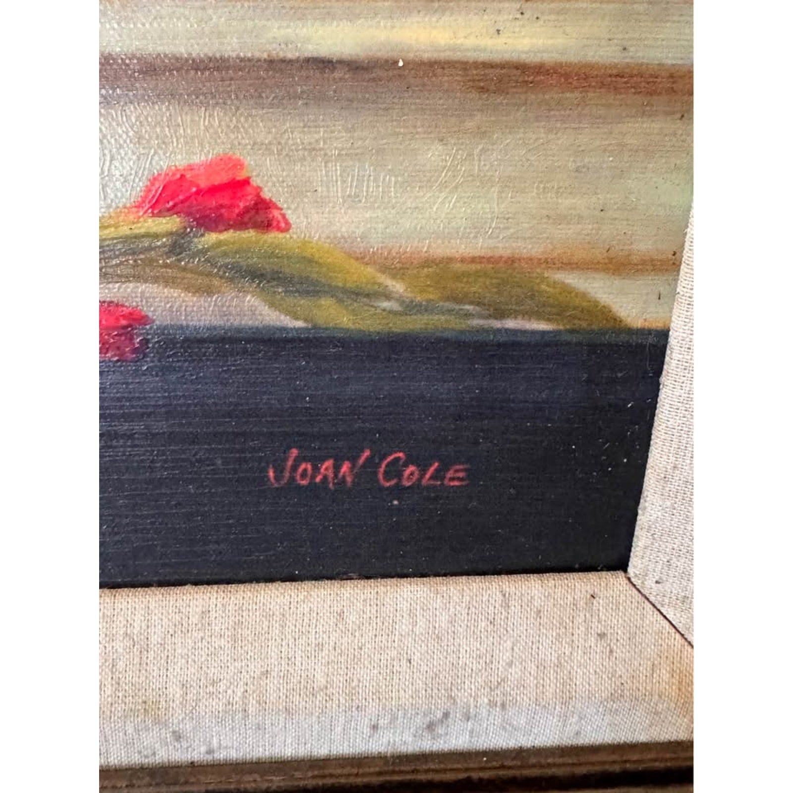 Home Interiors Huge Still Life Oil Painting Flowers And Vase By Joan Cole 32x42
