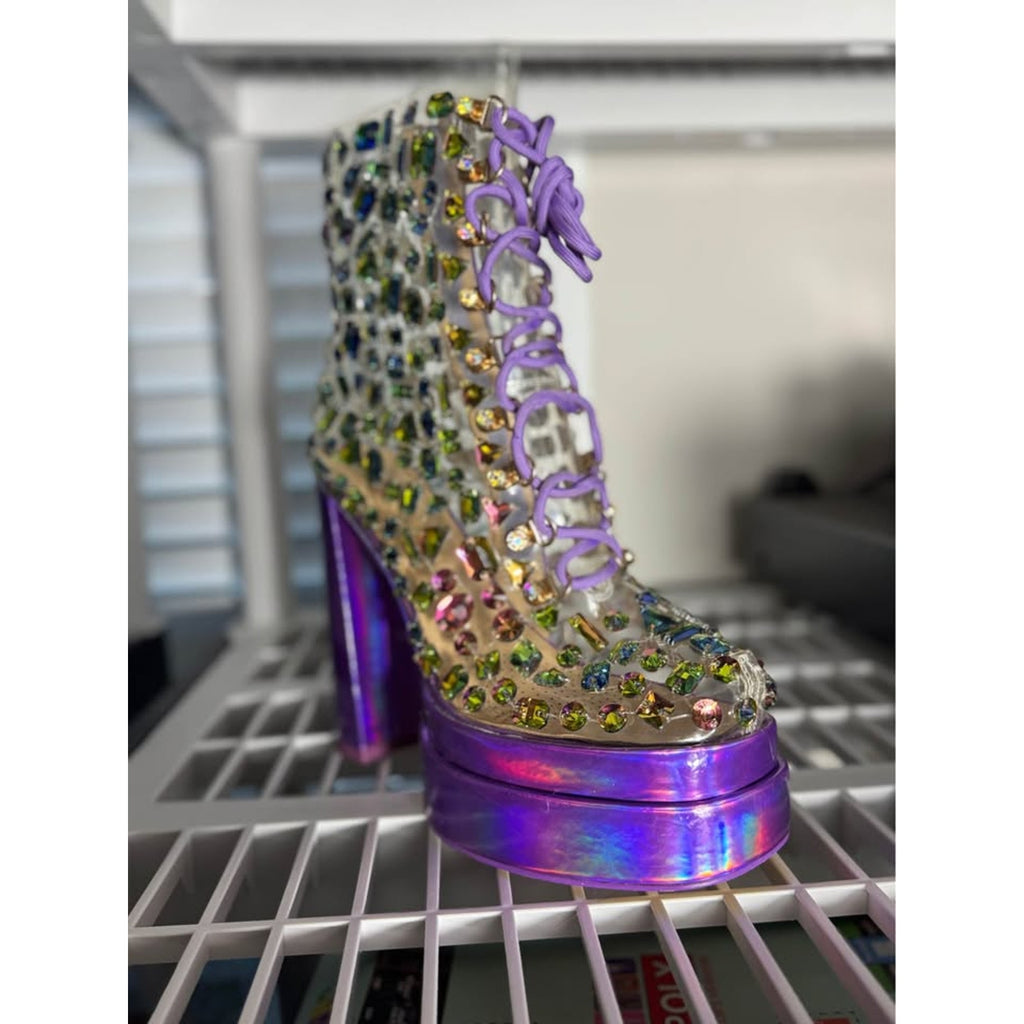 Azaelea Wang Right Shoe Only Clear Rhinestone Platform Heel Display Prop Glam