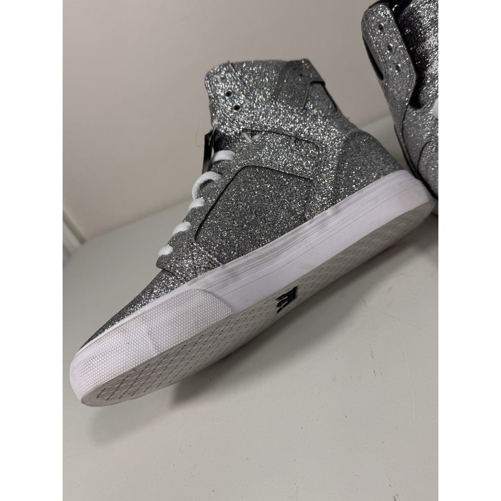 Vtg Rare Y2K Supra Skytop High Top Silver Glitter Sneakers Youth/Men’s US 5 W6.5