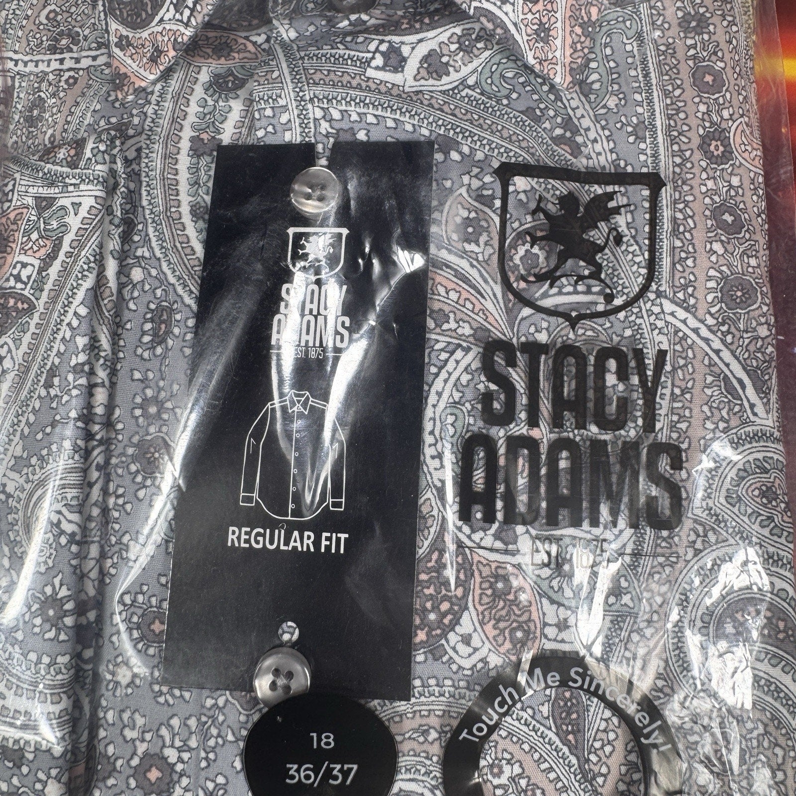 Stacy Adams Men’s Paisley Dress Shirt French Cuff Button Up Regular Fit 18 36/37