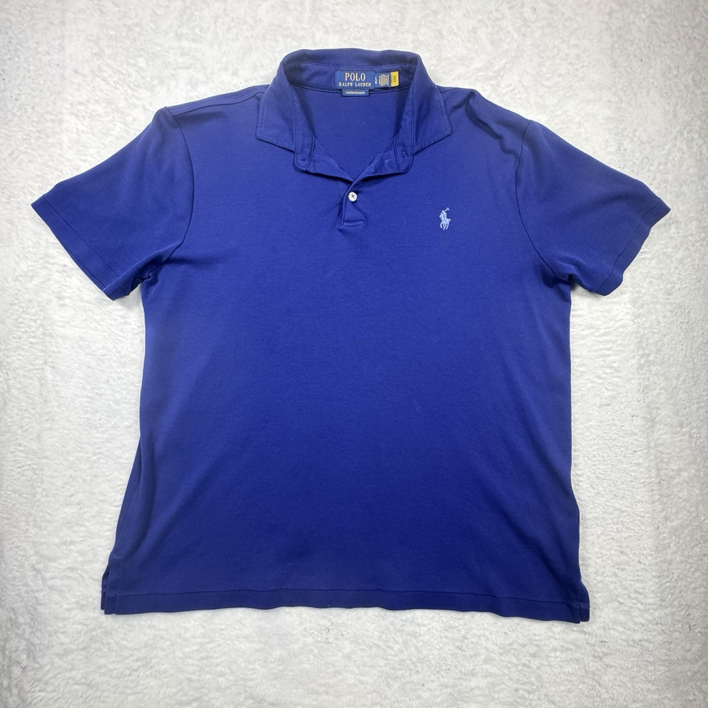 Polo Ralph Lauren Mens L Custom Slim Fit Polo Shirt Royal Blue Short Sleeve