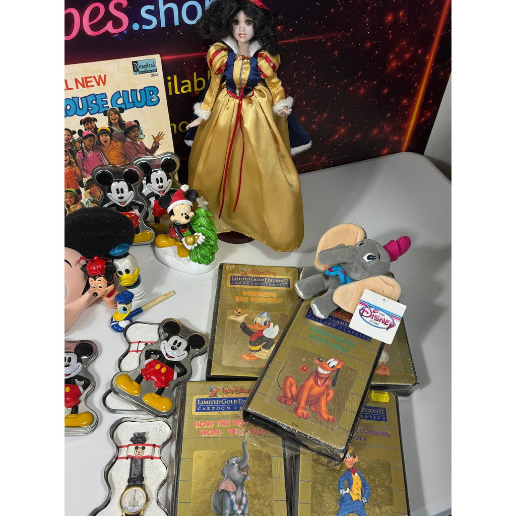 Rare Vintage 80s-90s Disney Collectibles Mega Lot Mickey Watches VHS Disneyana