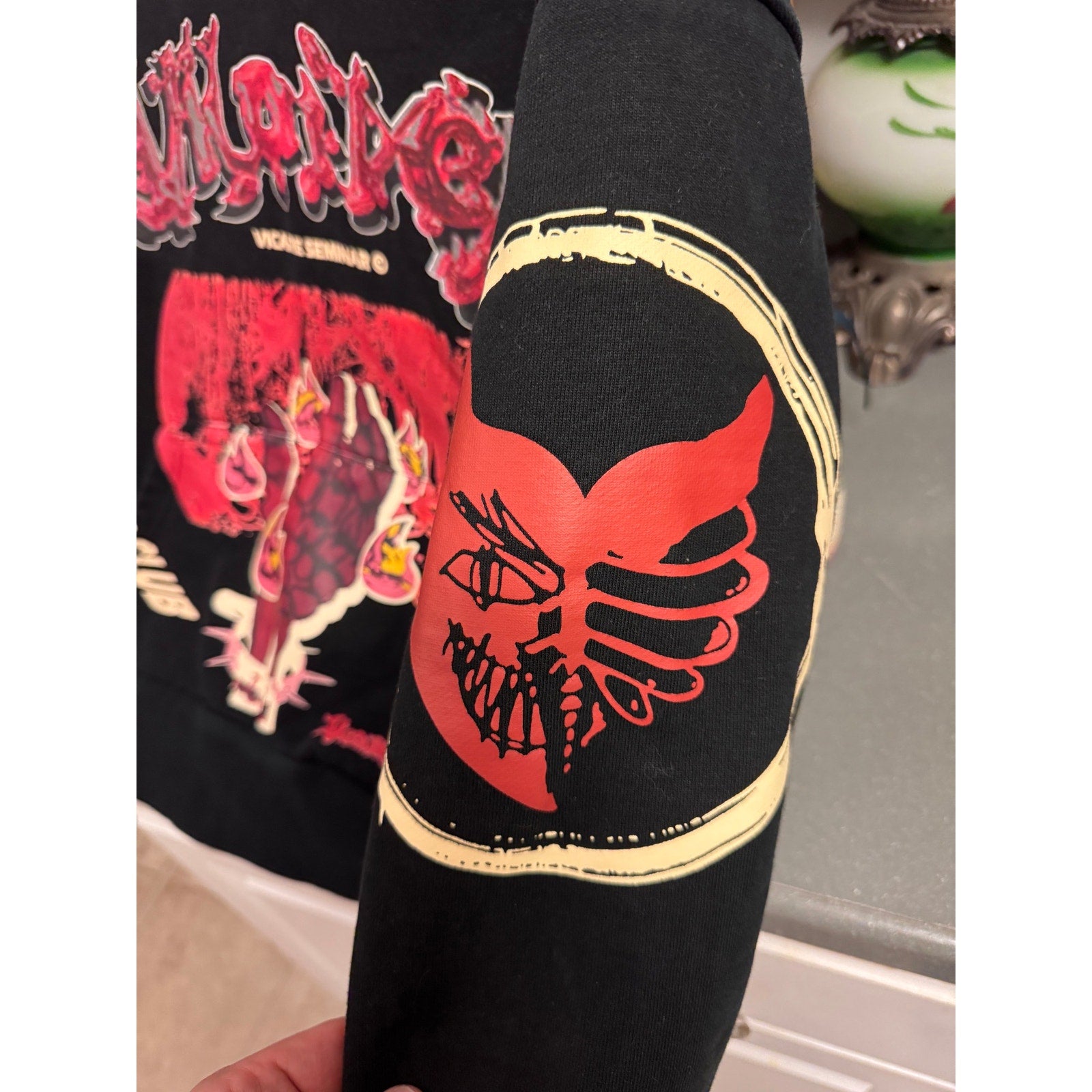 Vicaire Seminar Evil Hearts Club Graphic Hoodie Black XS Y2K Goth Streetwear