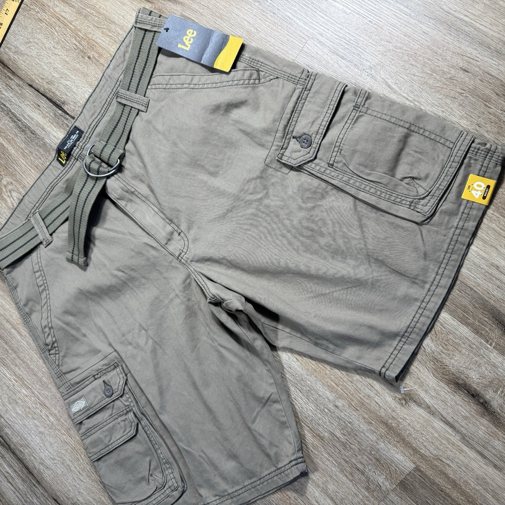 Lee Legendary Wyoming Cargo Shorts Mens 40 Gray NWT Utility Workwear Belted