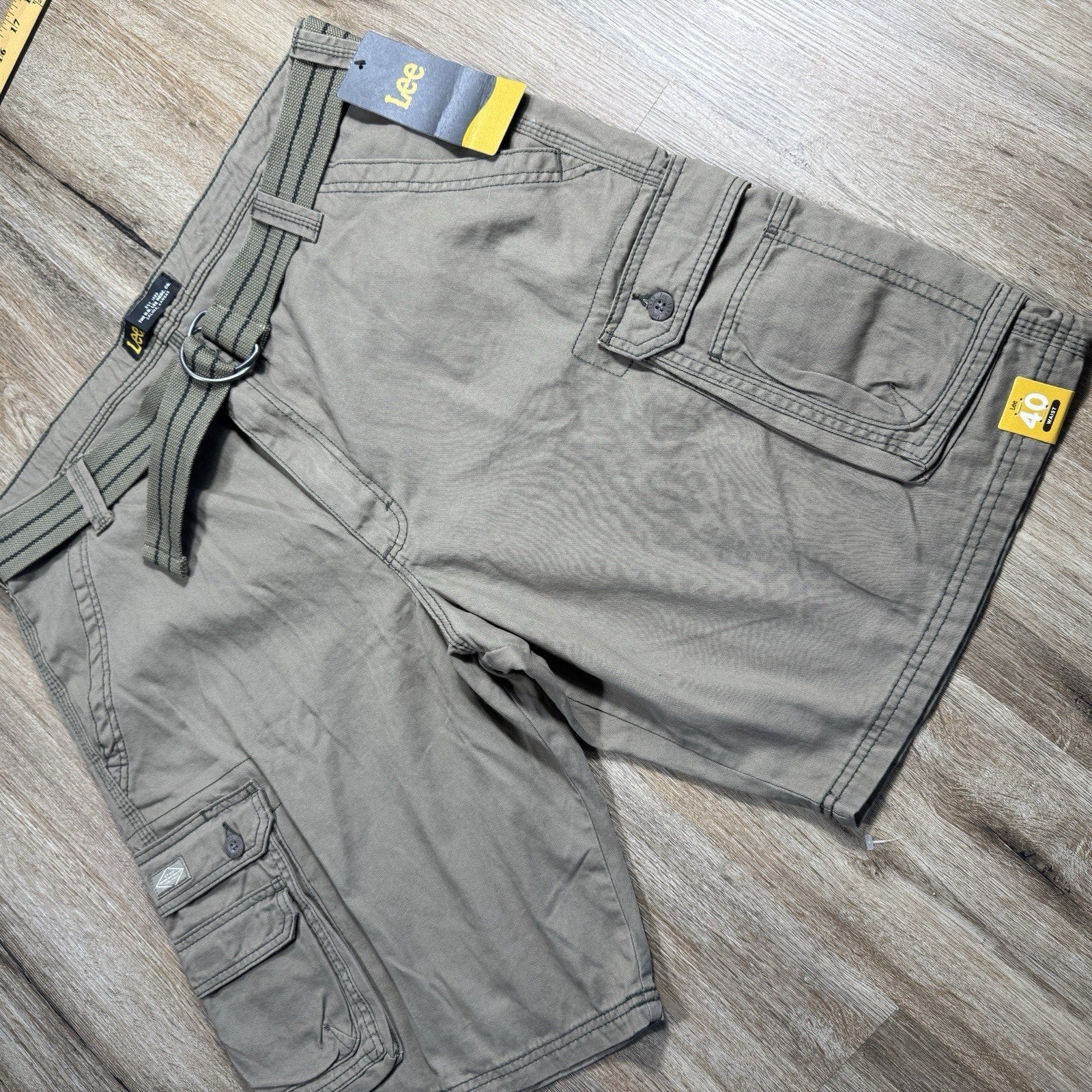 Lee Legendary Wyoming Cargo Shorts Mens 40 Gray NWT Utility Workwear Belted