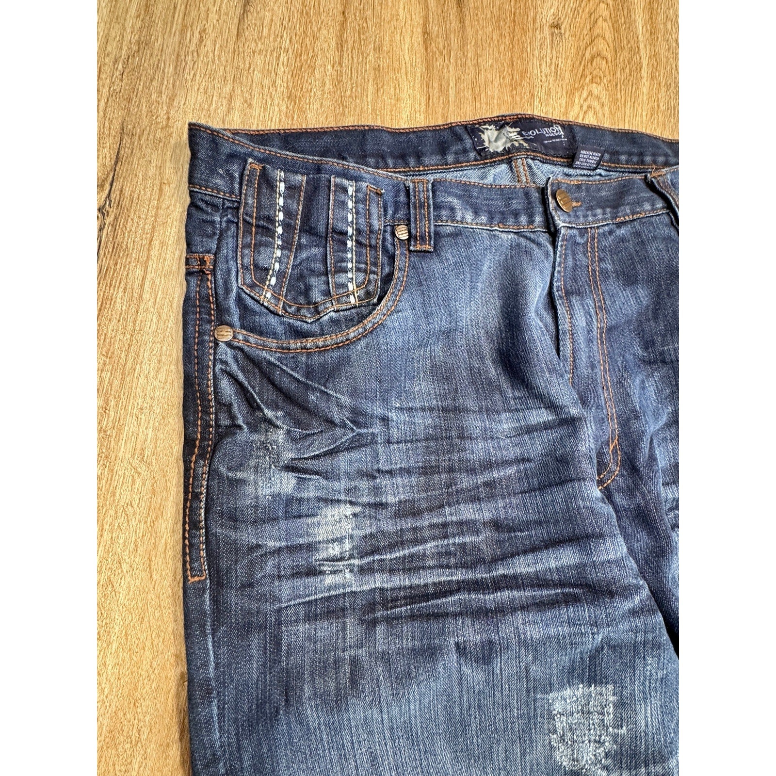 Evolution In Design Y2K Baggy Jeans Men’s 40x32 Distressed Studded Denim