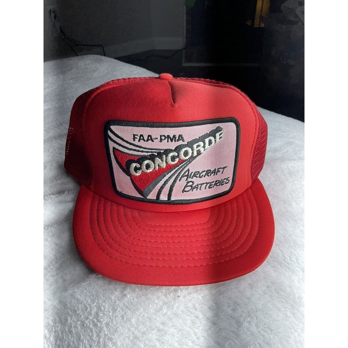 Vtg 80s/90s Concorde Aircraft Batteries FAA PMA Otto Trucker Snapback Hat NOS