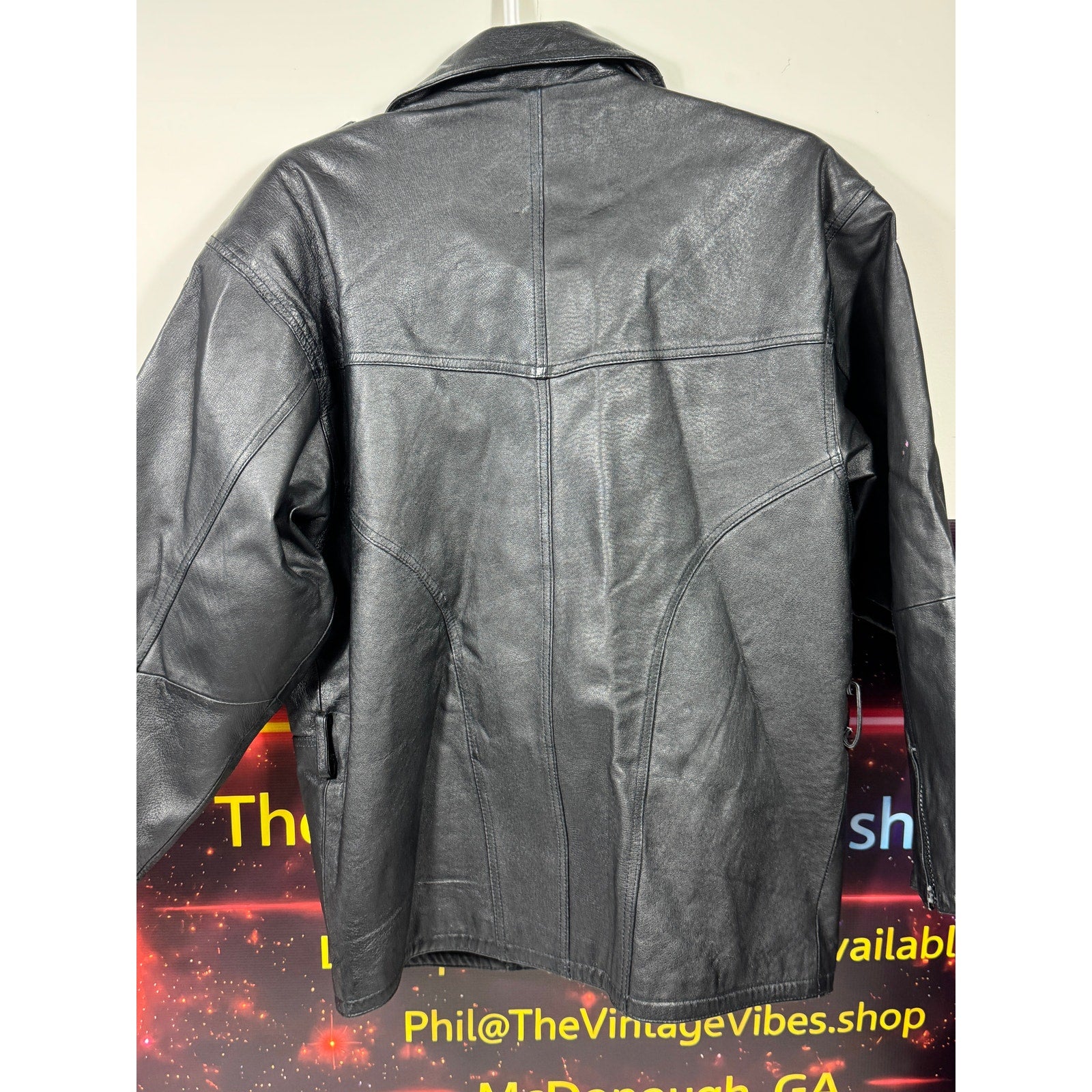 Men's Vintage Wilda Genuine Leather Black Motorcycle Jacket Made in USA Large
