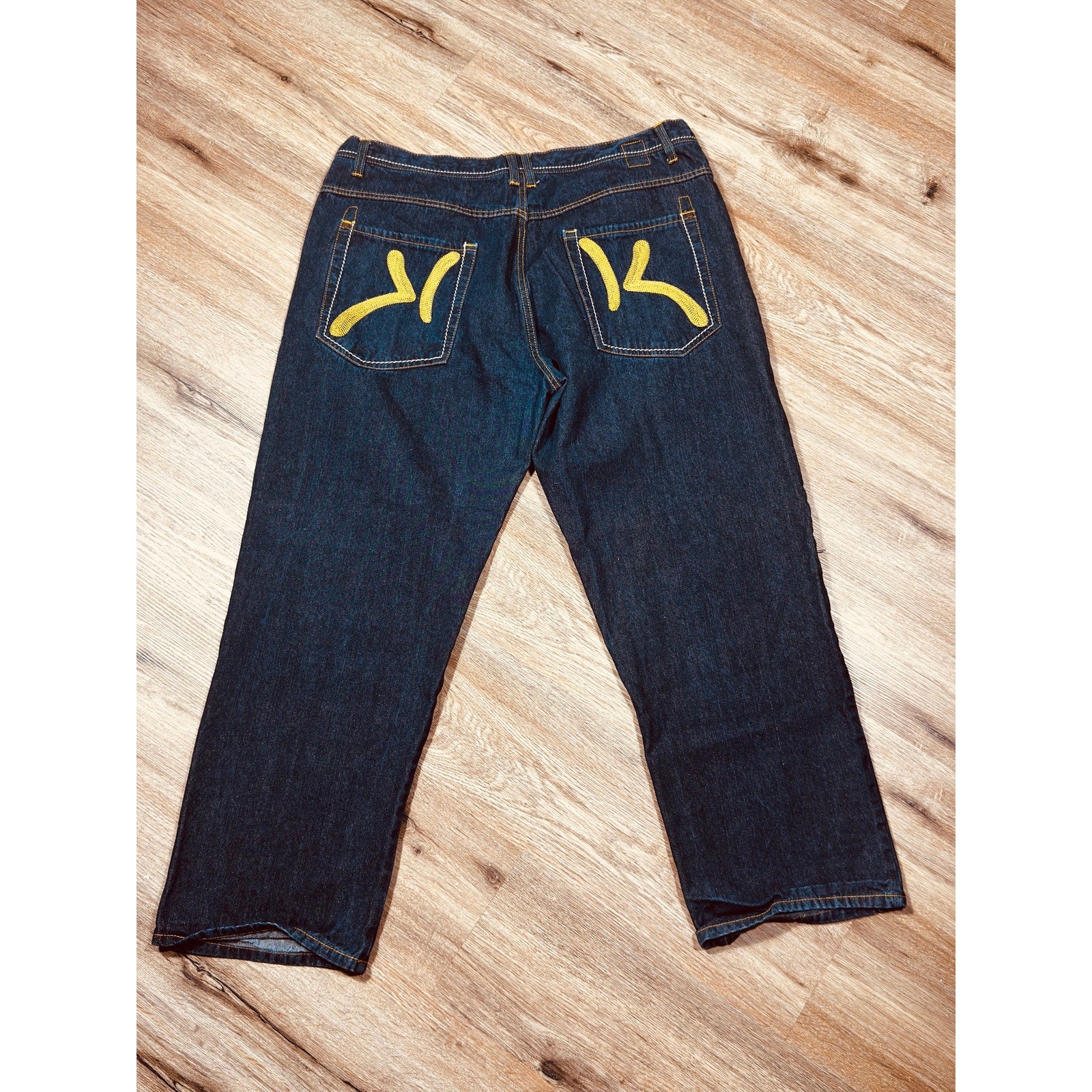 Karl Kani Gold Dark Wash Baggy Loose Fit Denim Jeans Men’s Size 42x32 Y2K Hip Hop Streetwear
