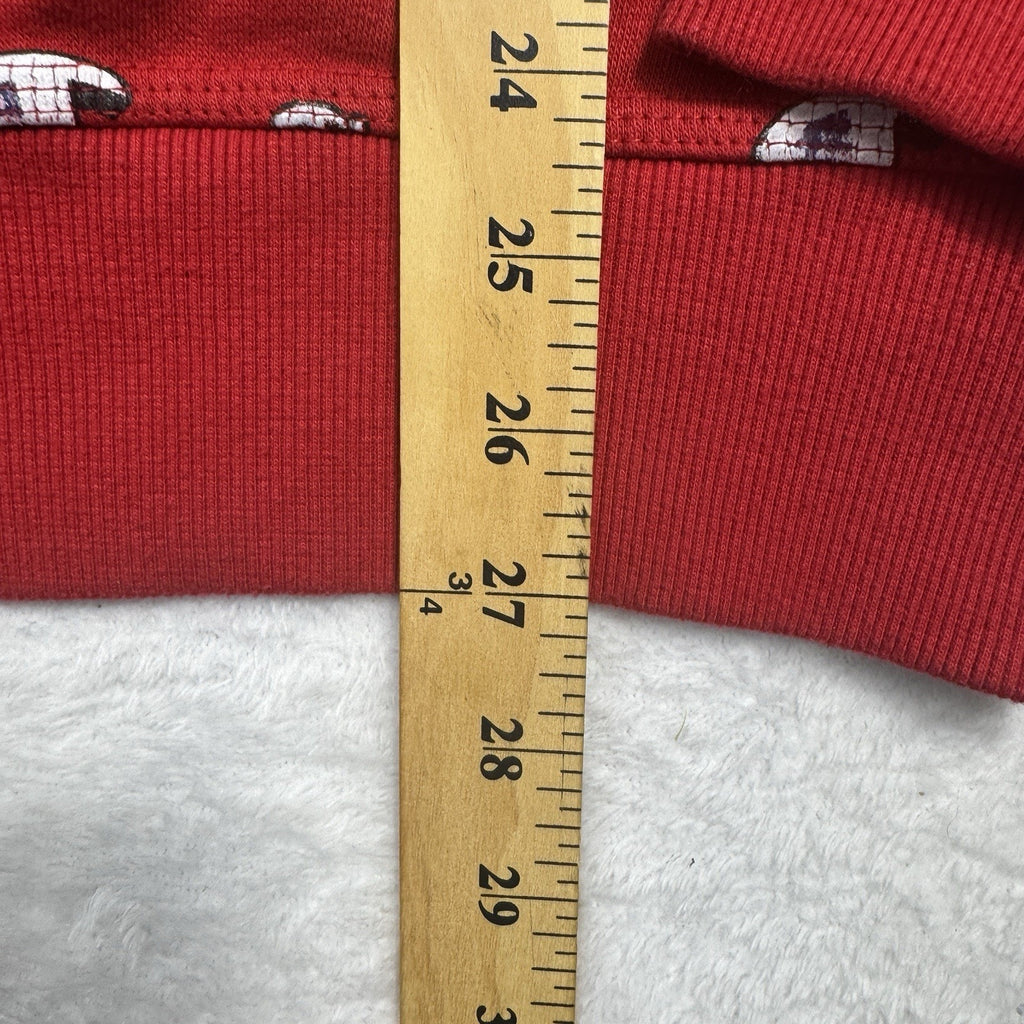 Champion All Over Logo Print Hoodie Mens M Red Pullover Sweatshirt Spell Out AOP