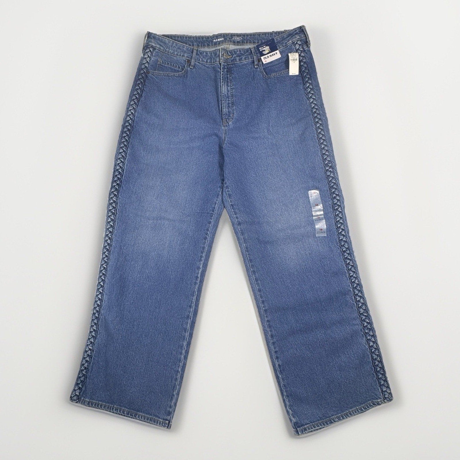 Old Navy Sky-Hi Wide Leg Braided Jeans Womens 18 Extra High Rise NWT Denim