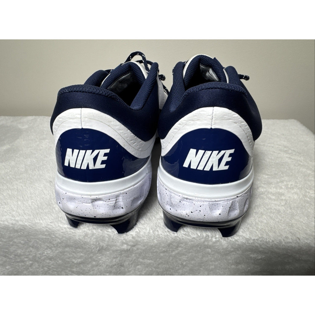 Nike Men's Alpha Huarache Elite 15 Low MCS Baseball Cleats White Navy FD6255-107