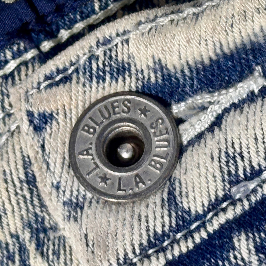 Vtg 80s/90s L.A. Blues Acid Wash Lace Up Jeans Womens 16 Velvet Trim High Rise