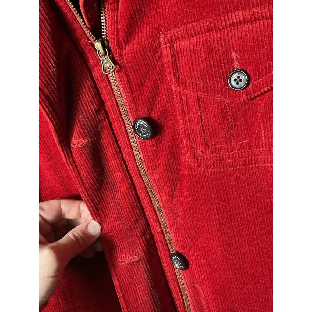 American Living Single Breasted Corduroy Jacket Women's Size M Rust Orange