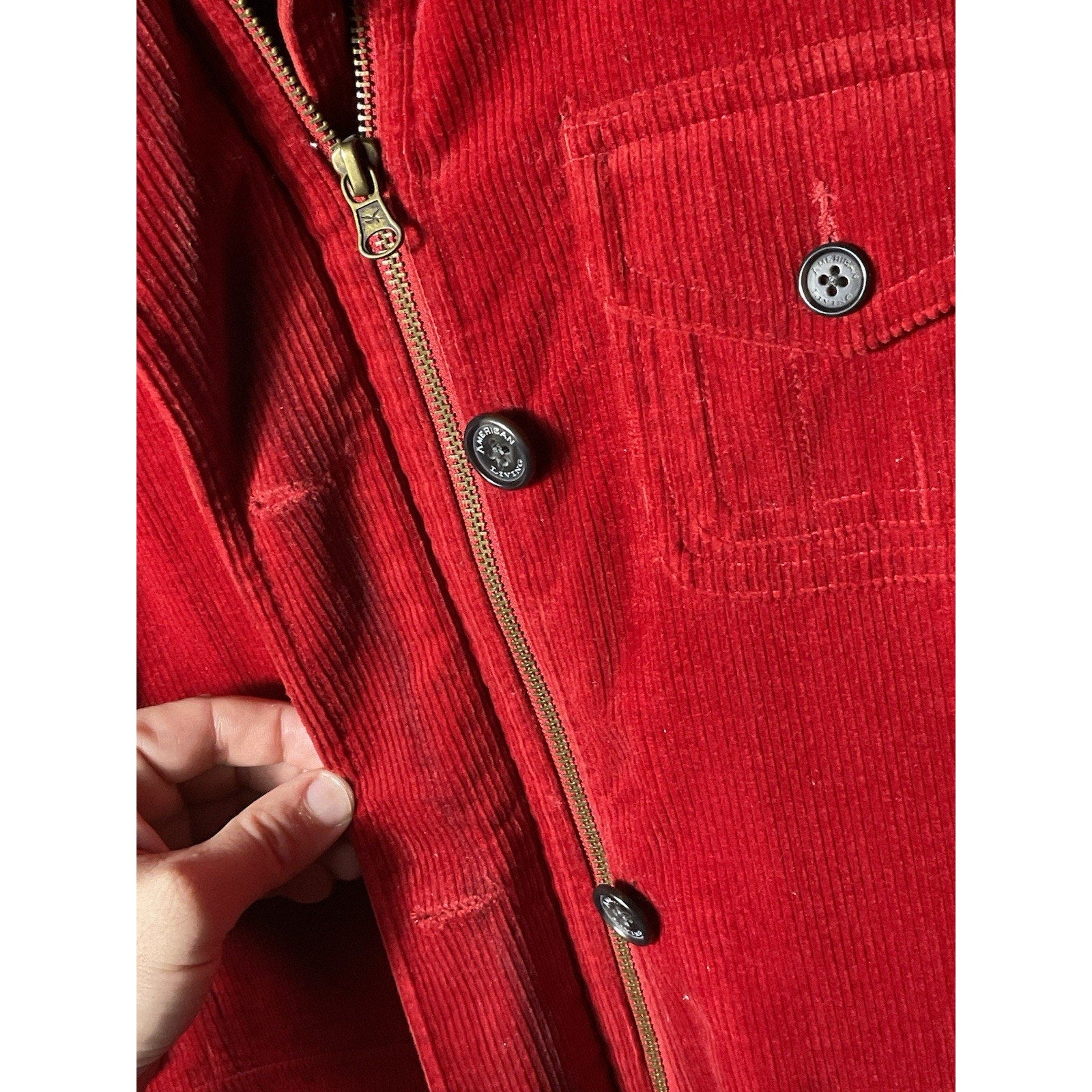 American Living Single Breasted Corduroy Jacket Women's Size M Rust Orange
