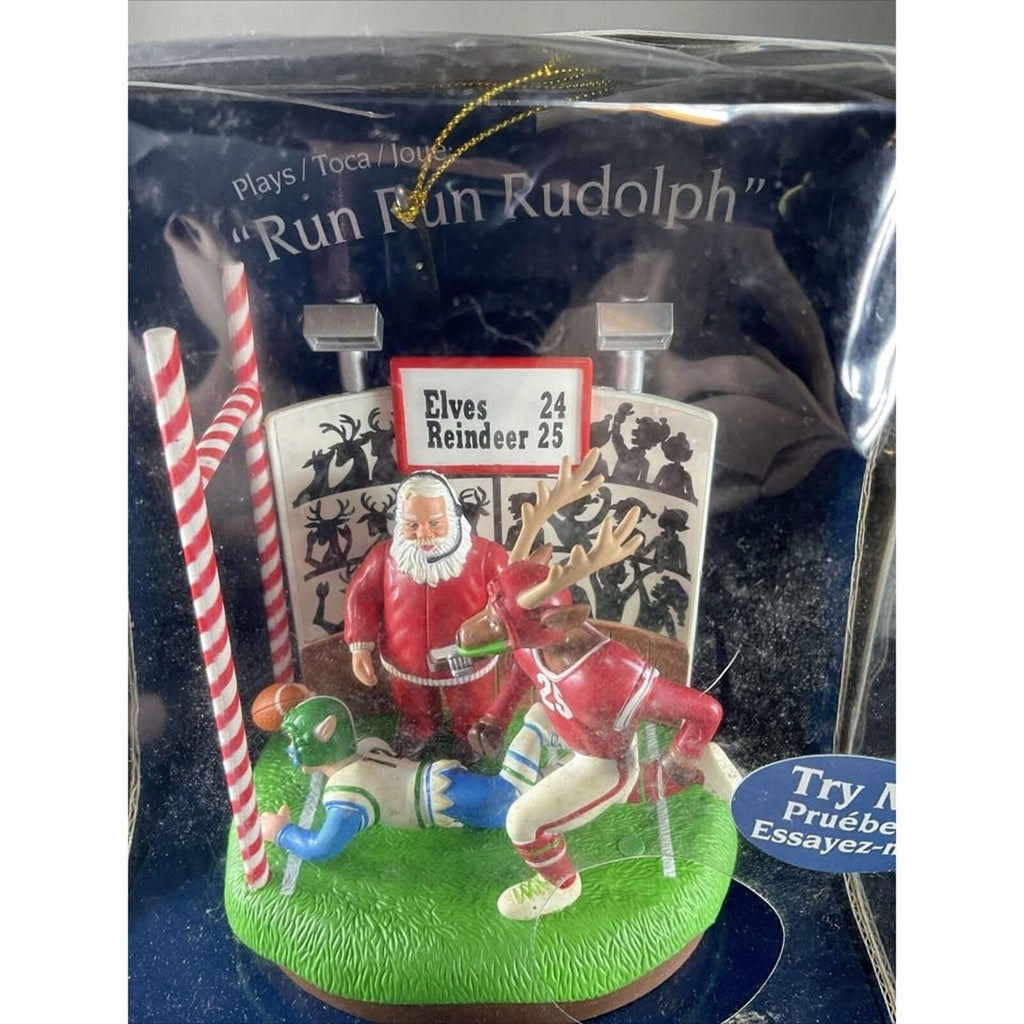 Vintage Santa's Best Musical Ornament Elves vs. Reindeer Football Game NCAA NFL