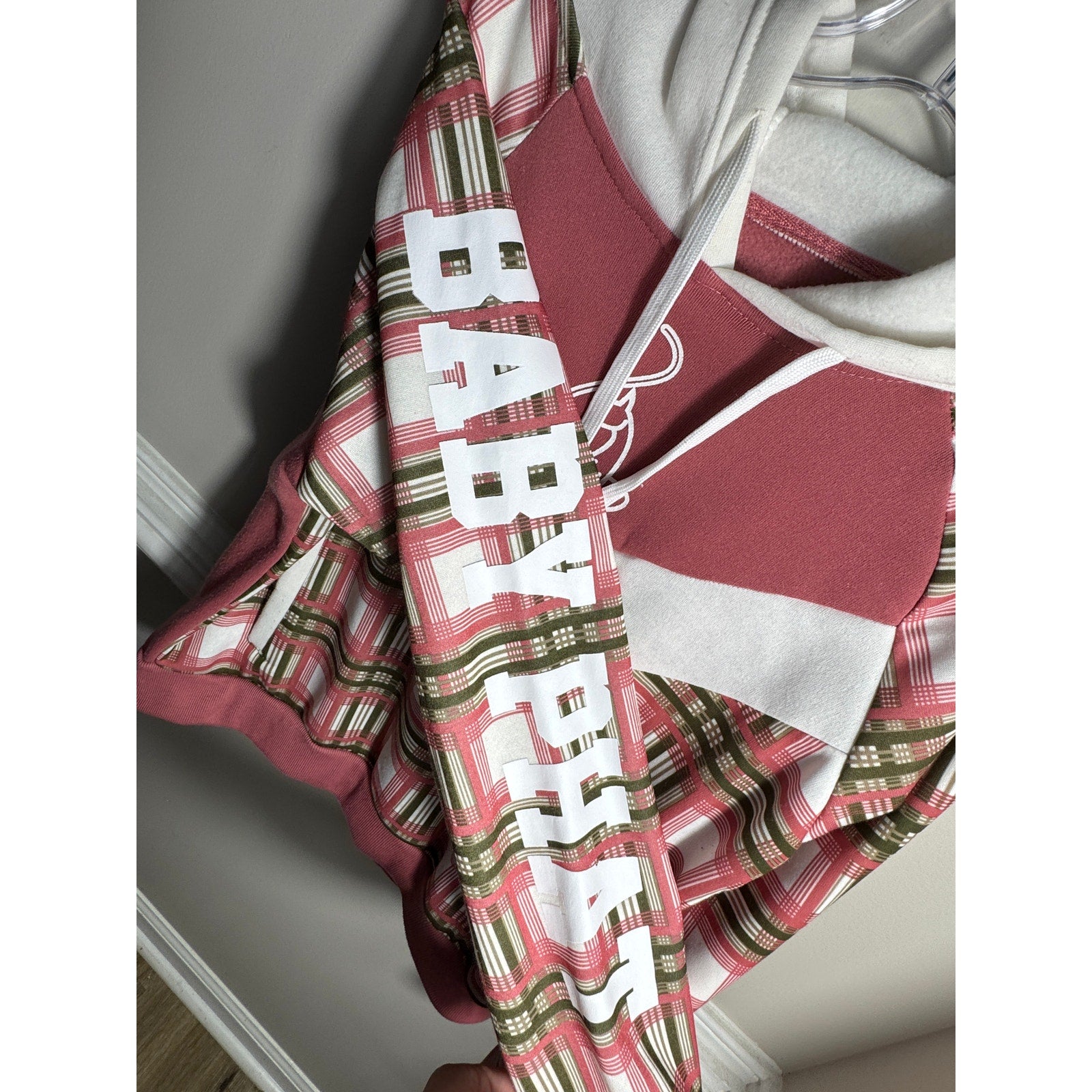 Y2K Baby Phat Plaid Open Back Hoodie Women’s 1X XL Pink Green