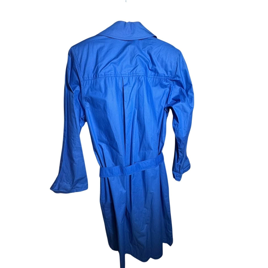 Vtg Doncaster Blue Trench Coat Belted Lightweight Long Jacket Women’s Small S/M