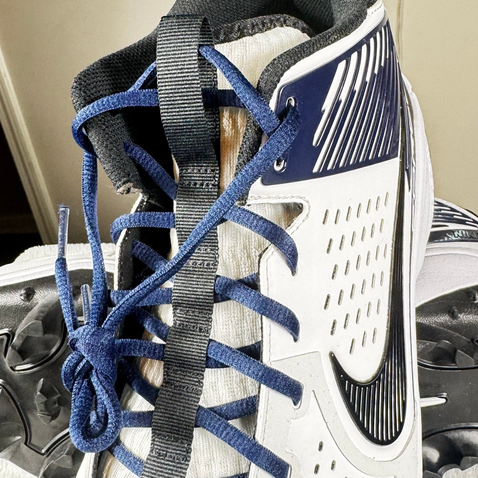 Nike Force Savage Pro 3 Shark Football Cleats White Navy FJ8163-103 Sz 16